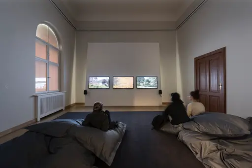 installation shot One to One, 3 channel version